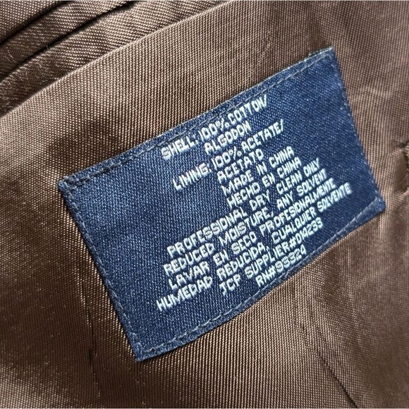 Stafford Brown Corduroy Elbow Patch Blazer Size 46L - Picture 10 of 11